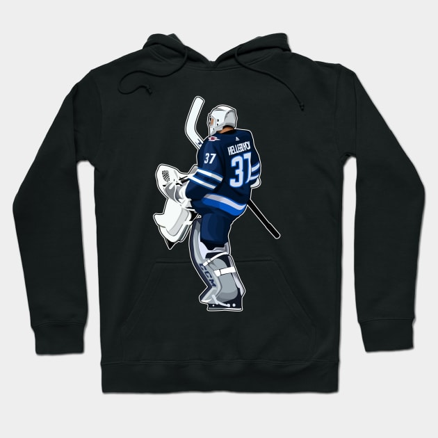 Connor Hellebuyck Goaltender Hoodie by RunAndGow